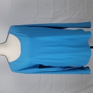 Zelos Size L Blue Long Sleeve, Twist Back Neckline Accent Athletic / Casual Top